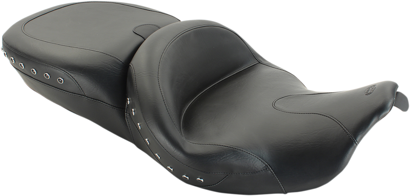 MUSTANG Super Touring Summit One-Piece 2-Up Seat - with Backrest Receiver - Black Studs - Touring '14-'21