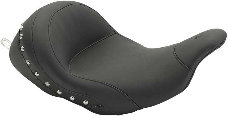 MUSTANG Lowdown™ Solo Seat without Driver Backrest - Chrome Studs - Touring '09-'21