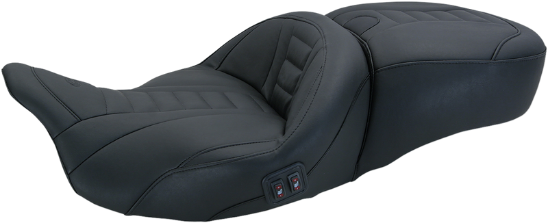 MUSTANG Heated One-Piece Deluxe 2-Up Touring Seat - Black - Touring '08-'21