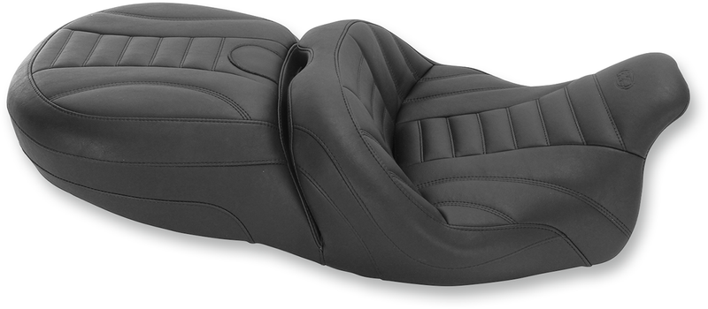 MUSTANG Touring Deluxe Standard Reach One-Piece 2-Up Seat with Driver Backrest Receiver - FLRT/FLTRT '15-'25