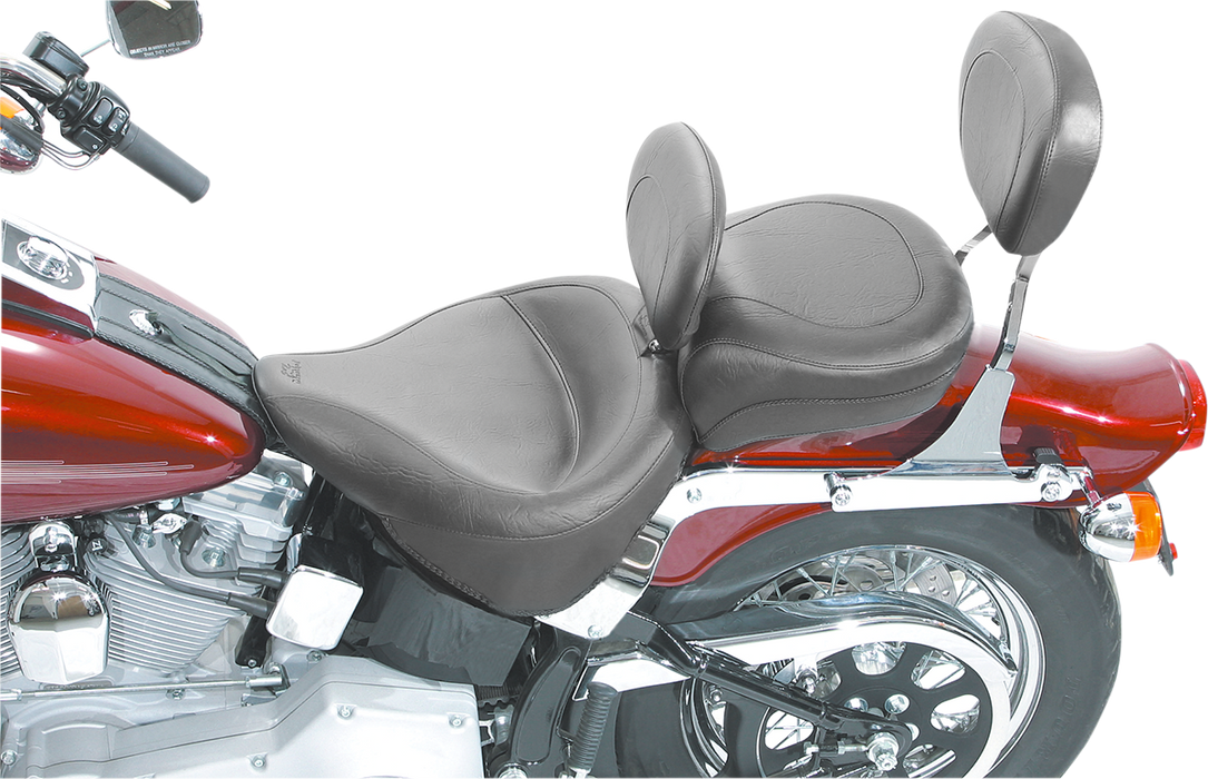 MUSTANG Vintage Wide Touring Solo Seat With Backrest - Smooth - Black - Softail '00-'05