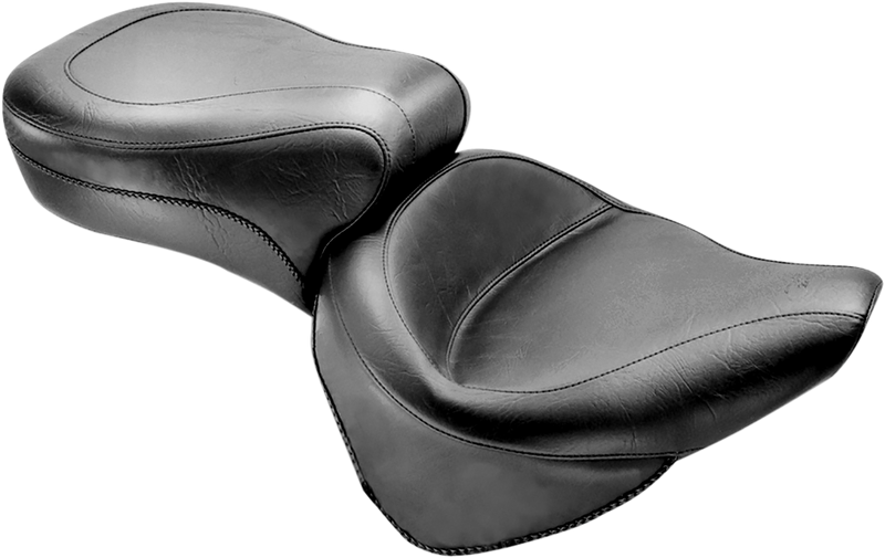 MUSTANG Vintage Style Wide Touring One-Piece 2-Up Seat - Smooth - Black - Softail '84-'99