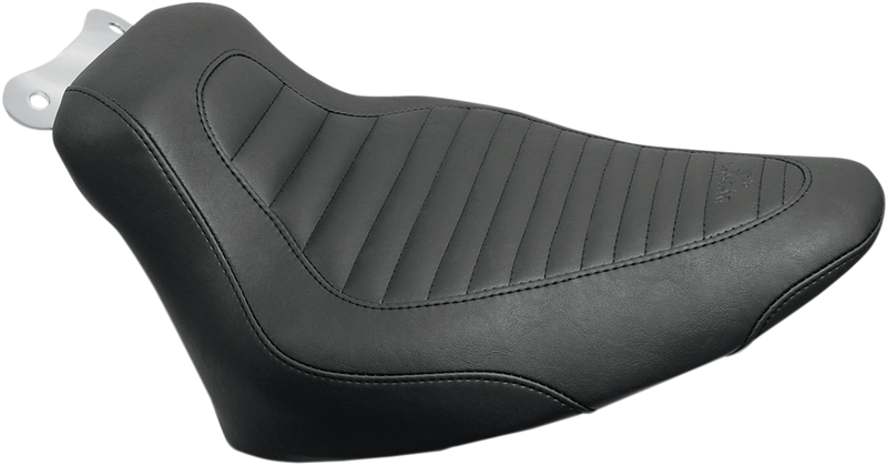 MUSTANG Tripper™ Synthetic Leather Solo Seat - Tuck and Roll - Black - Softail '00-'17