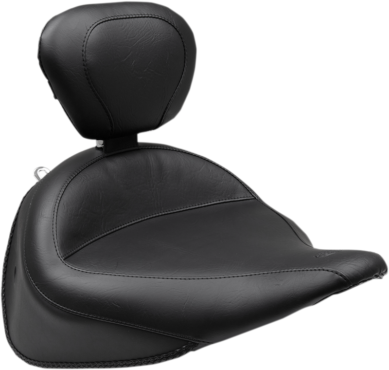 MUSTANG Vintage Wide Touring Solo Seat With Backrest - Smooth - Black - Softail '16-'17