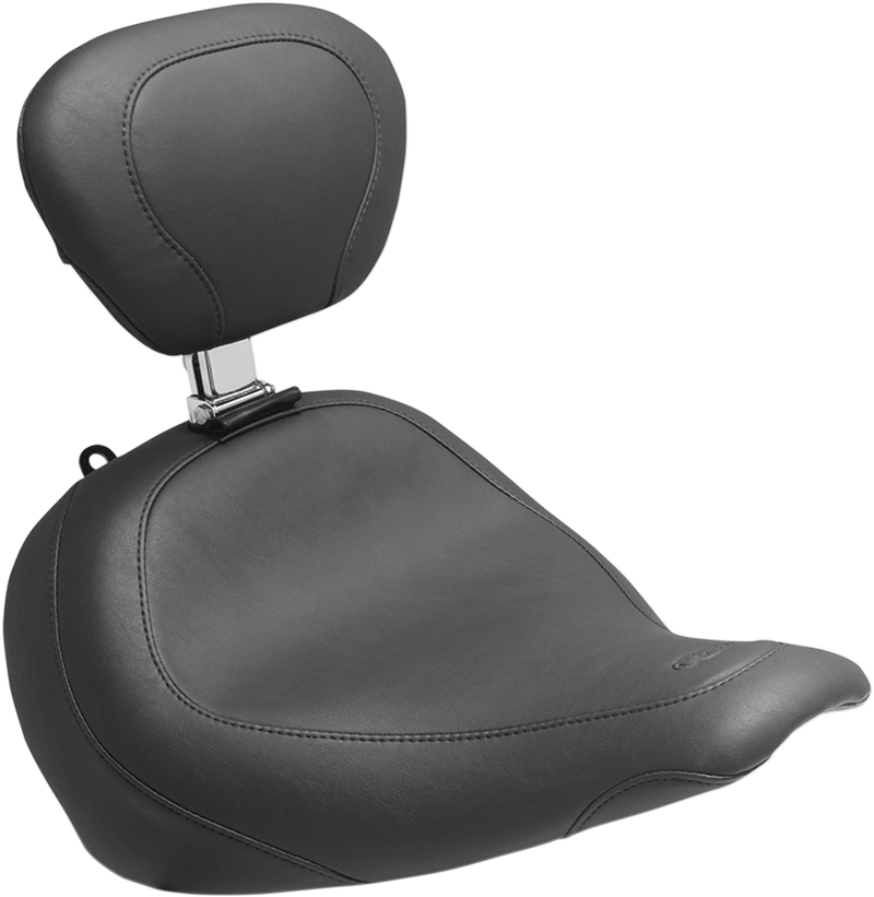 MUSTANG Wide Tripper™ Seat With Driver Backrest - Smooth - Black - Softail '18-'21