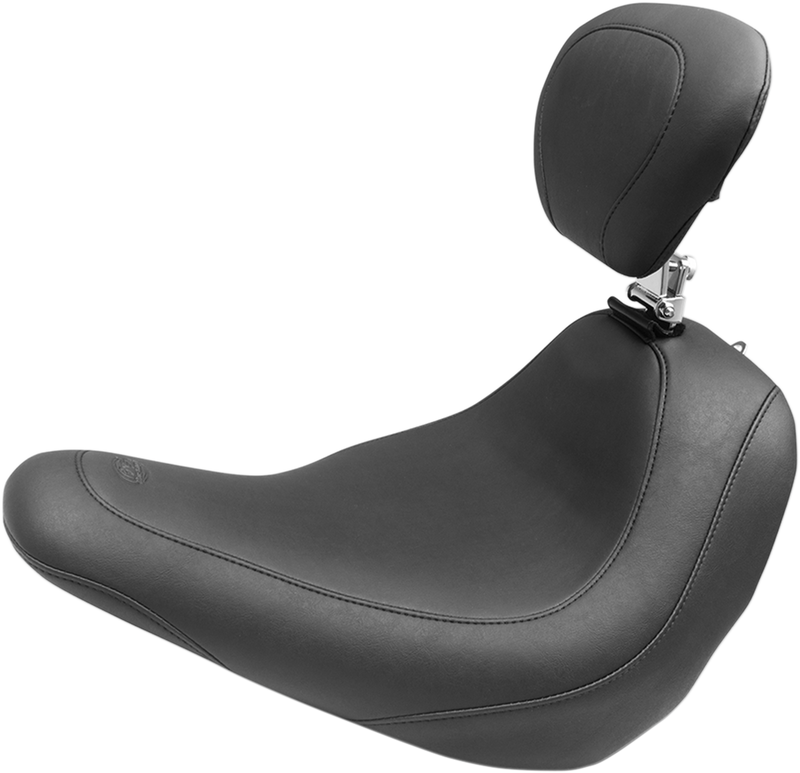 MUSTANG Wide Tripper™ Solo Seat with Driver's Backrest - Smooth - Black - Softail '18-'21