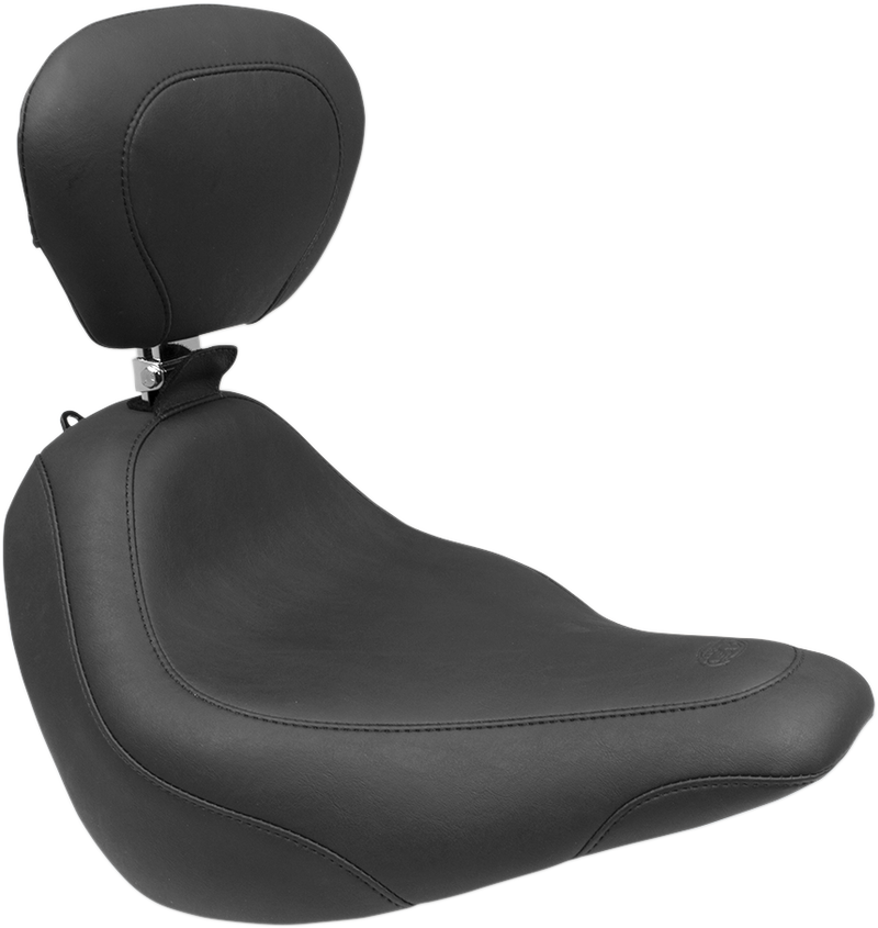 MUSTANG Wide Tripper™ Solo Seat w/ Drivers Backrest - Smooth - Black - Softail '18-'21