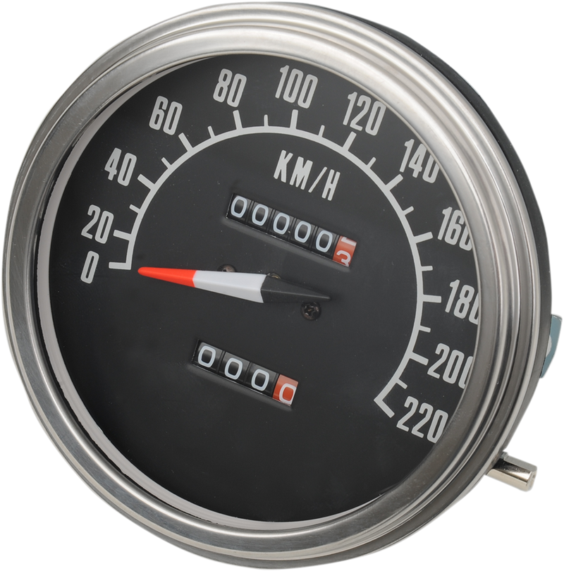Drag Specialties 5" KPH FL-Style 2:1 Ratio Speedometer - Black Face -  FL '47-'84