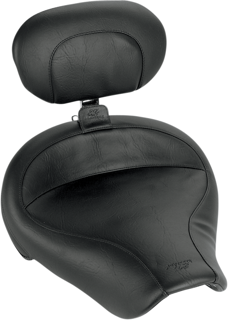 MUSTANG Vintage Wide Solo Seat With Drivers Backrest - Smooth - Black - Dyna '96-'03