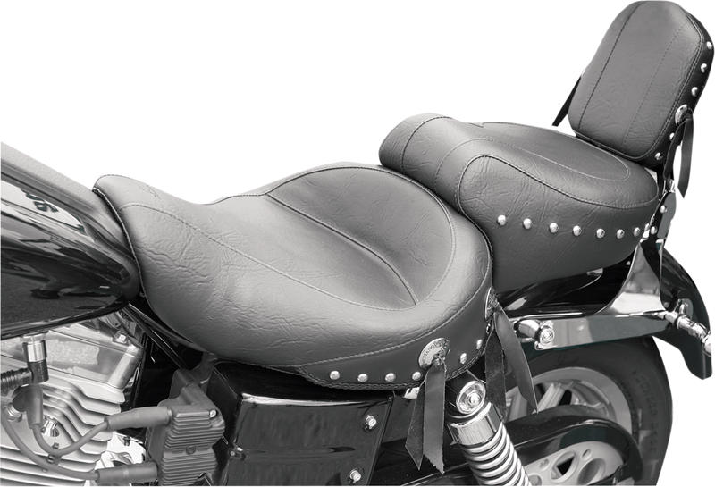 MUSTANG Wide Touring One-Piece 2-Up Seat - Chrome Studs and Conchos - Dyna '04-'05