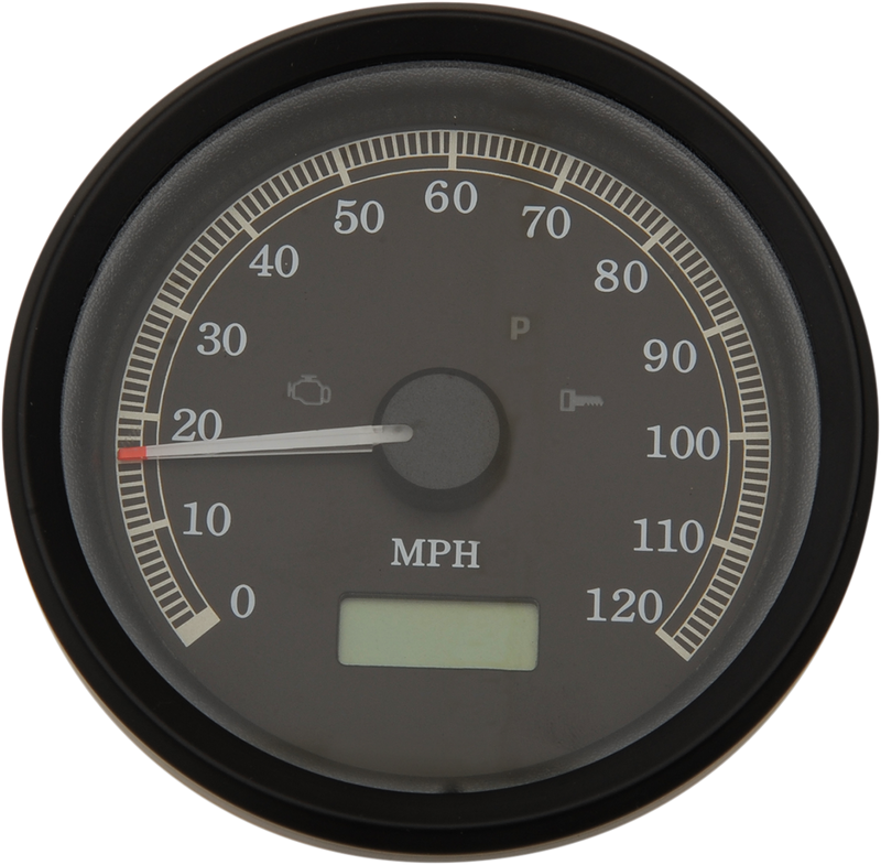 Drag Specialties 3-3/8" Programmable Imperial Speedometer with Indicator Lights - MPH - Black Face - Black Bezel