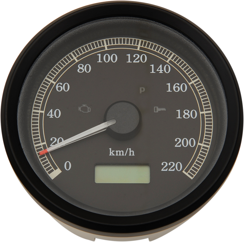 Drag Specialties 3-3/8" Programmable Metric Speedometer with Indicator Lights - KPH - Black Face - Black Bezel