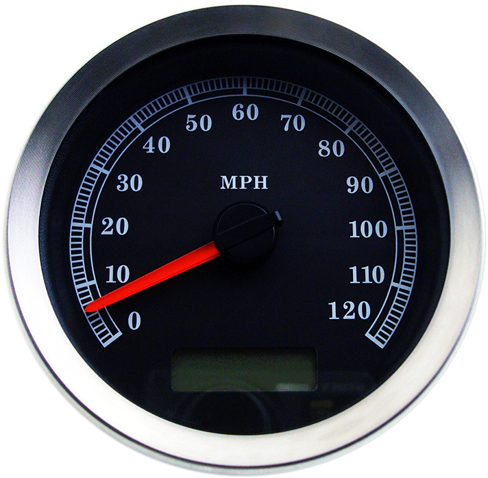 DRAG SPECIALTIES 4” Programmable Electronic Imperial Speedometer - MPH - Black Face - Silver Bezel
