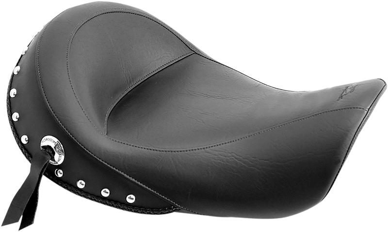 MUSTANG Wide Touring Solo Seat - Chrome Studs and Conchos - Black - Dyna '04-'05