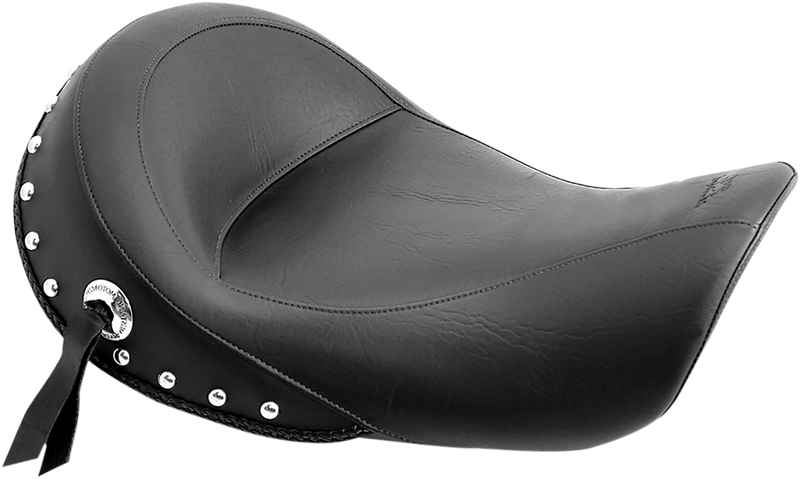 MUSTANG Wide Touring Solo Seat - Chrome Studs and Conchos - Black - Dyna '96-'03