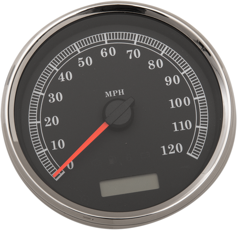 DRAG SPECIALTIES 5" Programmable Electronic Imperial Speedometer - MPH - Black Face - Silver Bezel