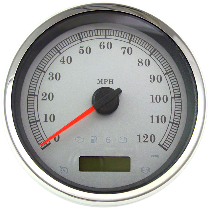 DRAG SPECIALTIES 5" Programmable Electronic Imperial Speedometer - MPH - White Face - Silver Bezel