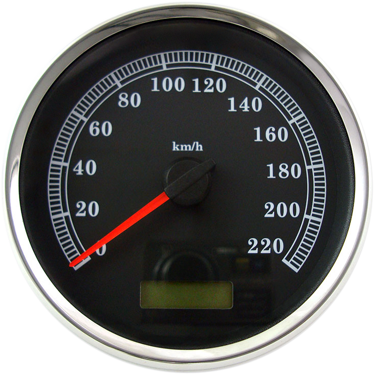 DRAG SPECIALTIES 5" Programmable Electronic Metric Speedometer - KPH - Black Face - Silver Bezel