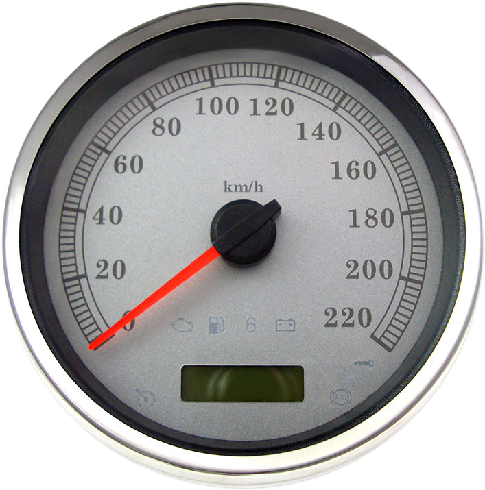 DRAG SPECIALTIES 5" Programmable Electronic Metric Speedometer - KPH - White Face - Silver Bezel