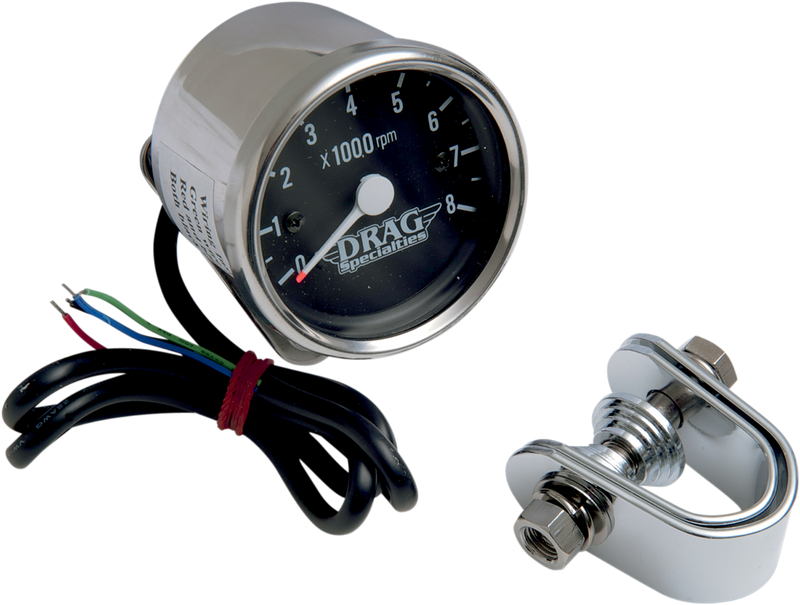 DRAG SPECIALTIES 2.4" Mini Electronic Tachometer - Chrome Housing - Black Face