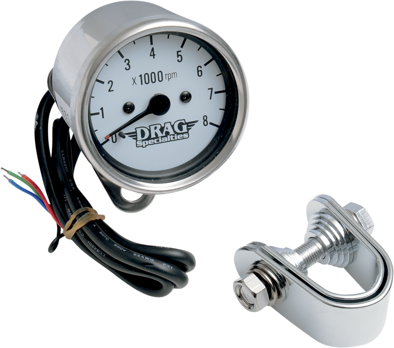 DRAG SPECIALTIES 2.4" Mini Electronic Tachometer - Chrome Housing - White Face