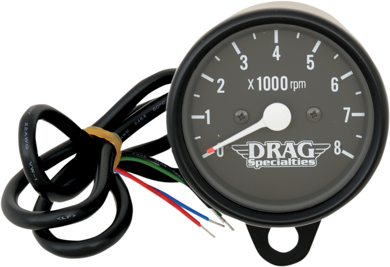 DRAG SPECIALTIES 2.4" Mini Electronic Tachometer - Gloss Black Housing - Black Face