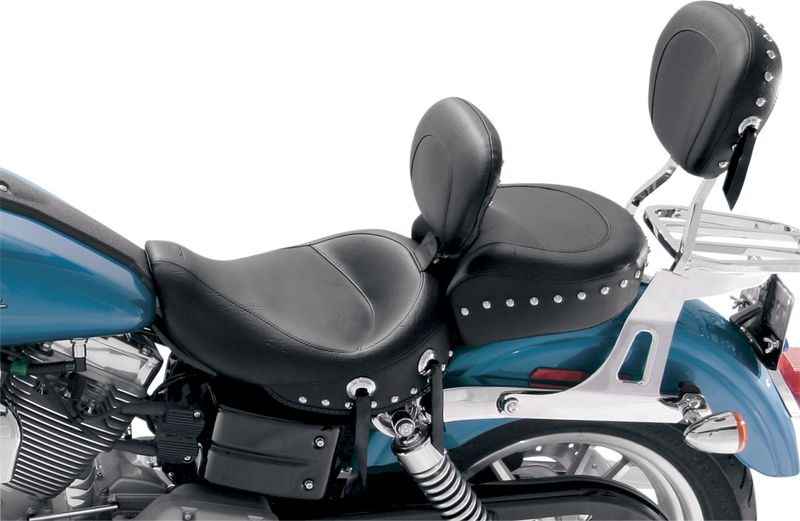 MUSTANG Wide Touring Recessed Passenger Seat - Chrome Studs - Black - FXD '06-'17