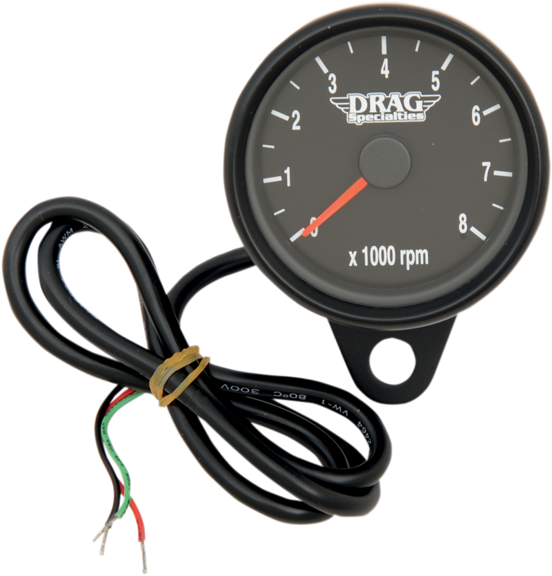 DRAG SPECIALTIES 2.4" LED Backlit Mini Electronic Tachometer - Matte Black Housing - Black Face