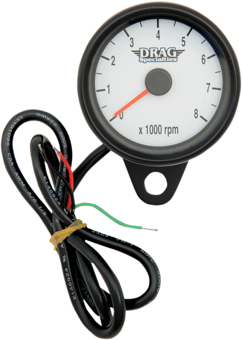 DRAG SPECIALTIES 2.4" LED Backlit Mini Electronic Tachometer - Matte Black Housing - White Face