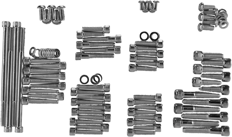 DRAG SPECIALTIES Black Chrome Socket-Head Bolt Set - Knurled - Motor