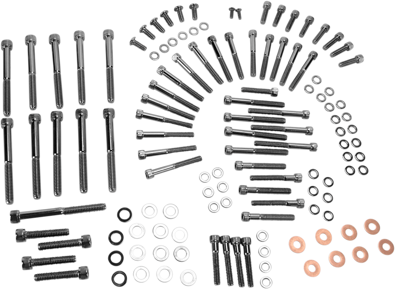 DRAG SPECIALTIES Black Chrome Socket-Head Bolt Set - Knurled - Motor