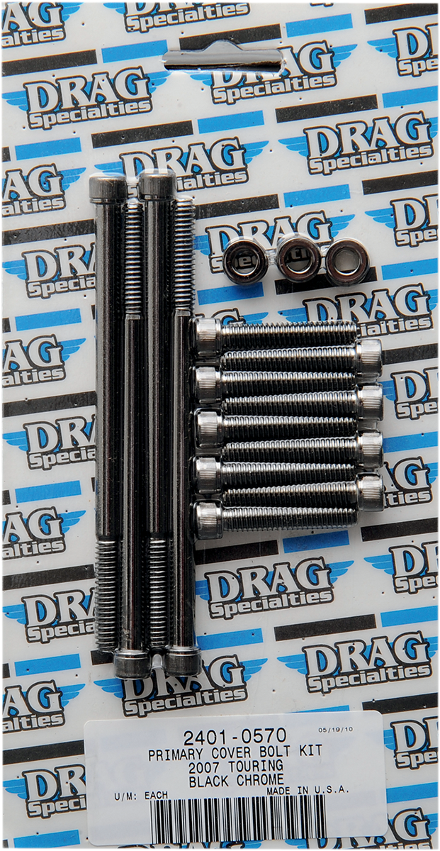 DRAG SPECIALTIES Black Chrome Socket-Head Bolt Set - Knurled - Primary