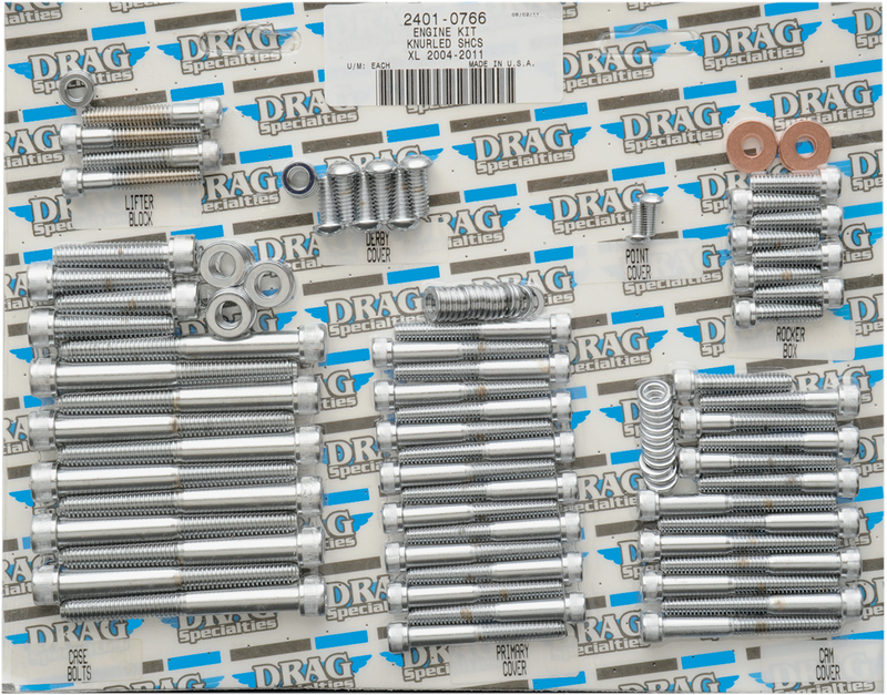 DRAG SPECIALTIES Chrome Bolt Kit - Motor - Knurled - XL