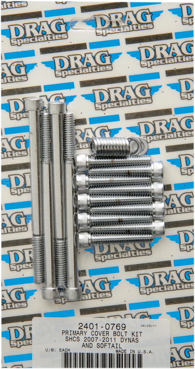 DRAG SPECIALTIES Chrome Bolt Kit - Primary - Knurled - Softail