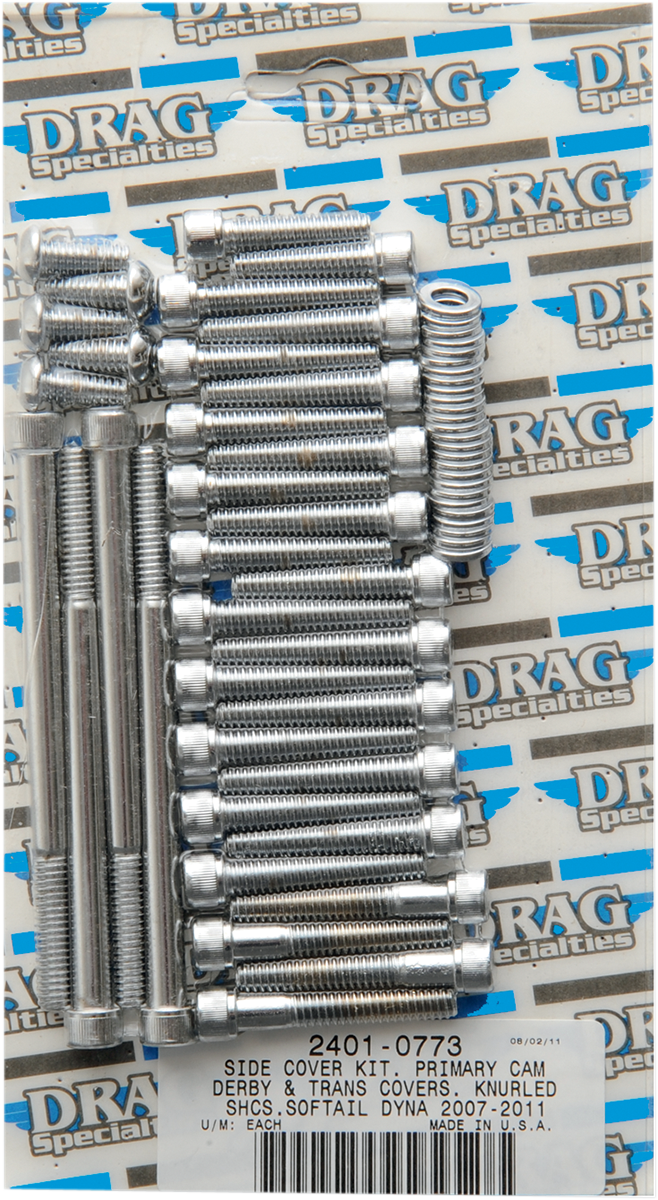 DRAG SPECIALTIES Chrome Bolt Kit - Transmission - Knurled - Softail