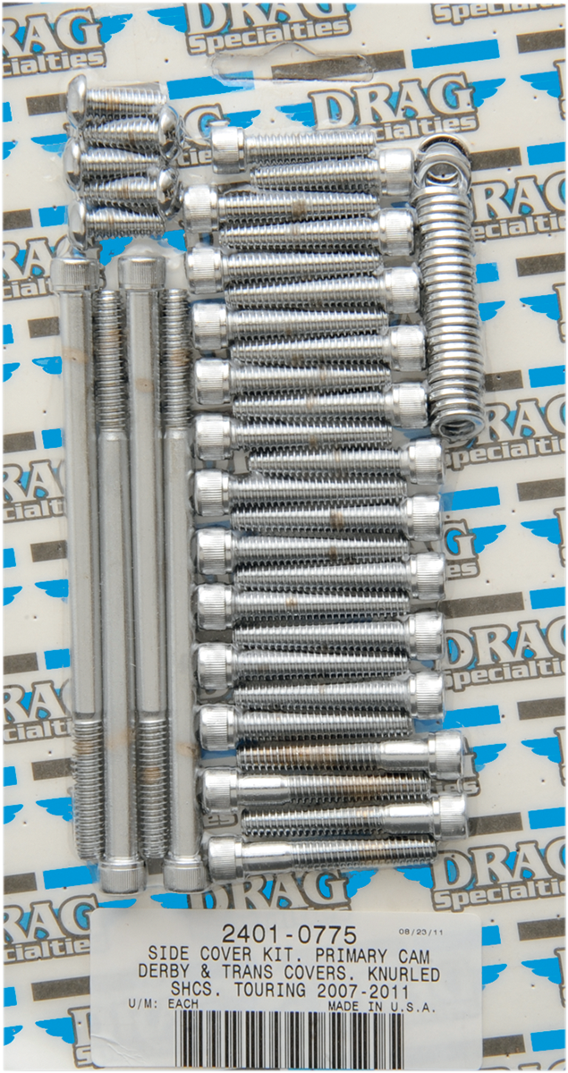 DRAG SPECIALTIES Chrome Bolt Kit - Transmission - Knurled - Touring
