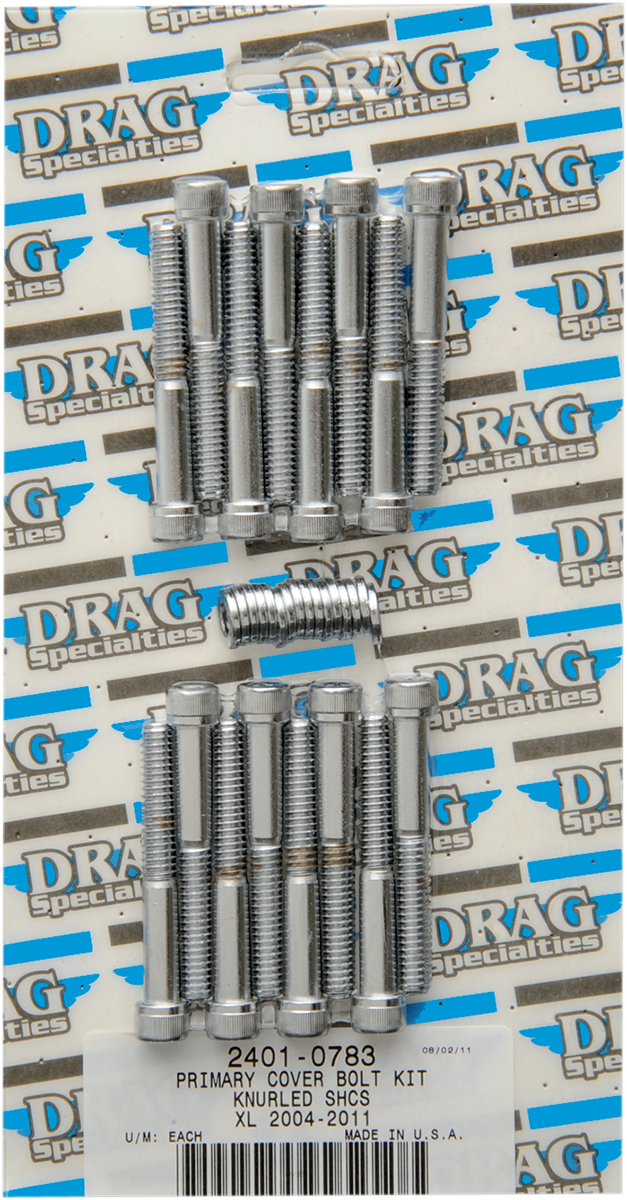 DRAG SPECIALTIES Chrome Bolt Kit - Primary - Knurled - XL