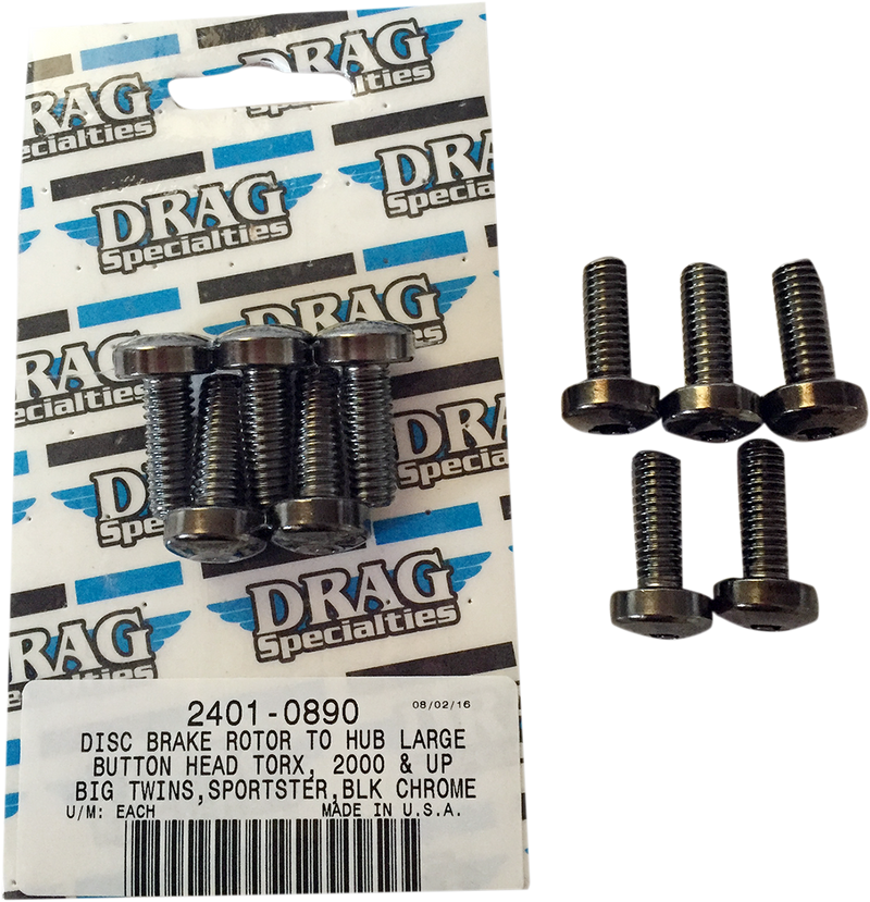 DRAG SPECIALTIES Front Brake Rotor to Hub Button-Head Mounting Bolt Kit - Black