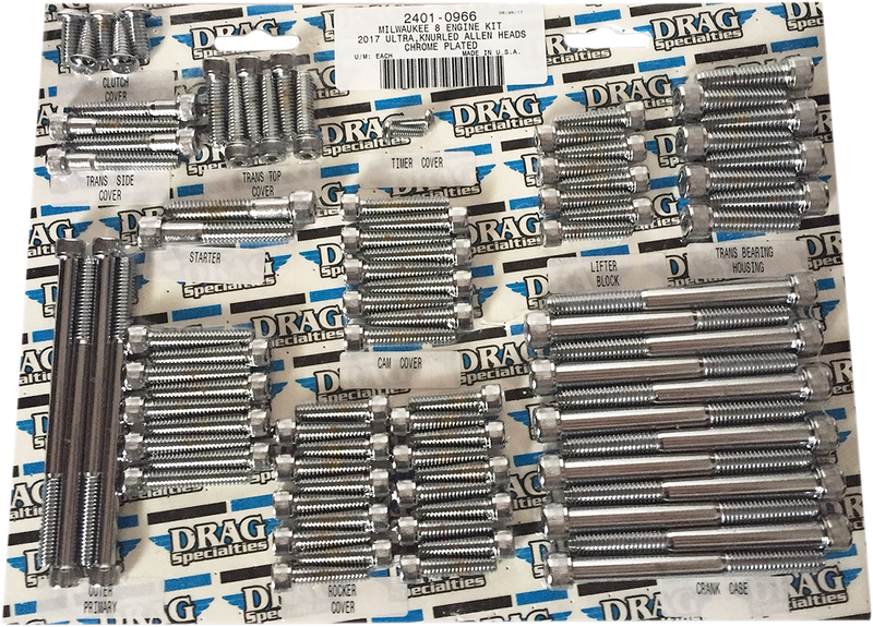DRAG SPECIALTIES Bolt Kit - Engine - Allen - Chrome - Knurled - M8