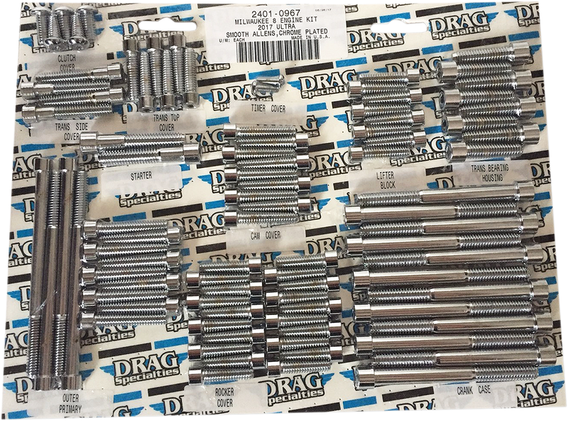 DRAG SPECIALTIES Bolt Kit - Engine - Allen - Chrome - Smooth - M8