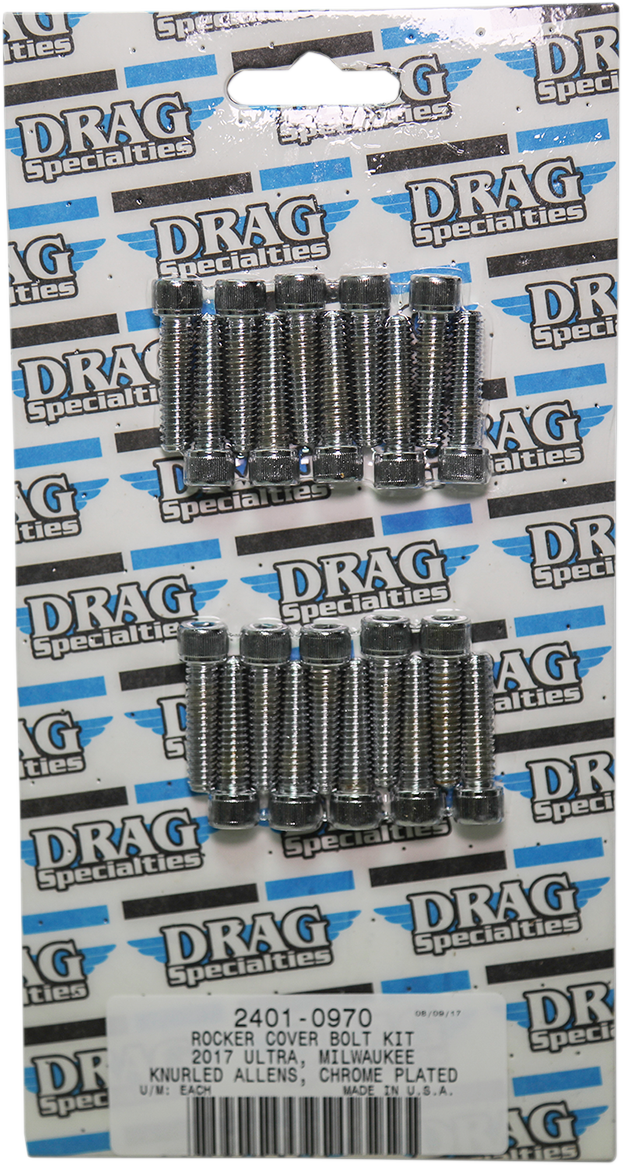 DRAG SPECIALTIES Bolt Kit - Rocker Cover - Chrome - Knurled - M8