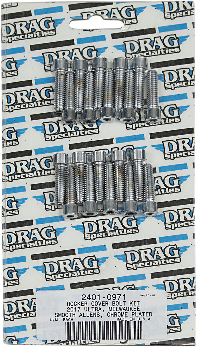 DRAG SPECIALTIES Bolt Kit - Rocker Cover - Chrome - Smooth - M8