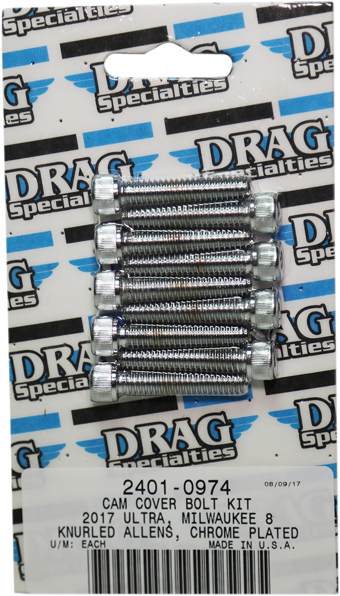 DRAG SPECIALTIES Bolt Kit - Camshaft Cover - Chrome - Knurled - M8