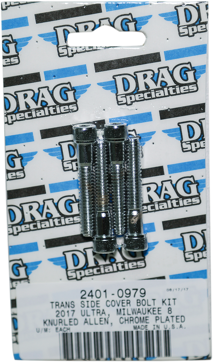 DRAG SPECIALTIES Chrome Bolt Kit Transmission Side Cover - Knurled - M8