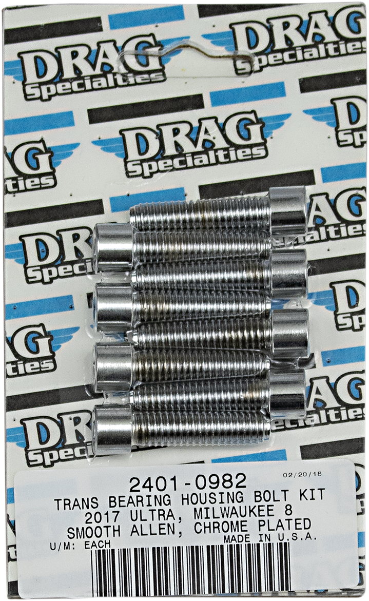 DRAG SPECIALTIES Chrome Bolt Kit Transmission Bearing - Smooth - M8