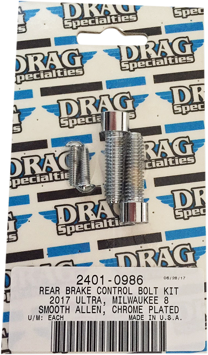 DRAG SPECIALTIES Chrome Bolt Kit - Rear Brake - Smooth - M8