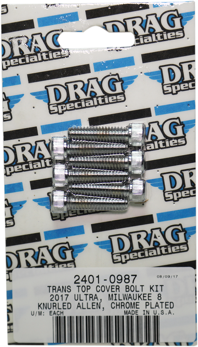 DRAG SPECIALTIES Chrome Bolt Kit - Transmission Top - Knurled - M8