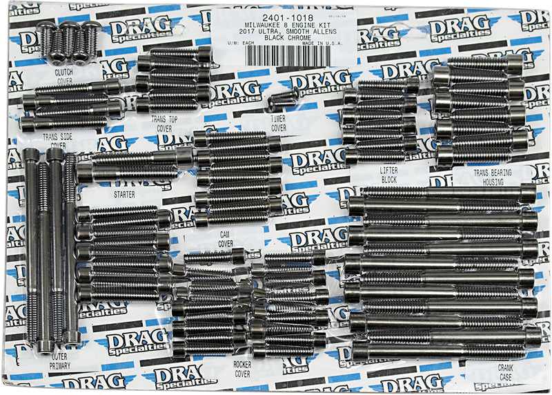 DRAG SPECIALTIES Bolt Kit - Engine - Black Chrome - Smooth - M8