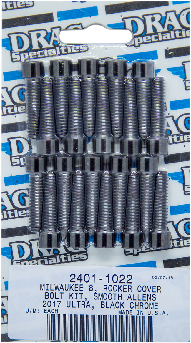 DRAG SPECIALTIES Bolt Kit - Rocker - Black Chrome - Smooth - M8