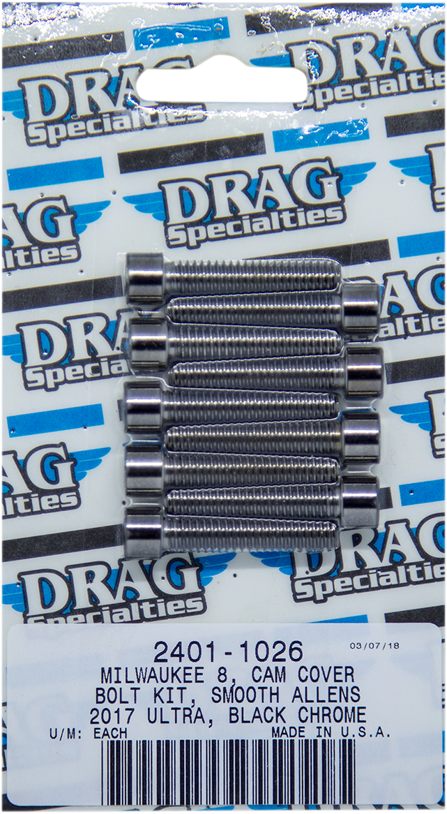 DRAG SPECIALTIES Bolt Kit - Camshaft Cover - Black Chrome - Smooth - M8